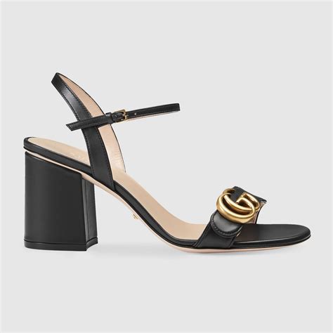 gucci sandals heels black|Gucci chunky heel sandals.